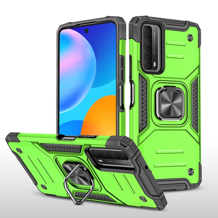 For Huawei P Smart(2021) / Y7a Magnetic Armor Shockproof TPU + PC Case with Metal Ring Holder