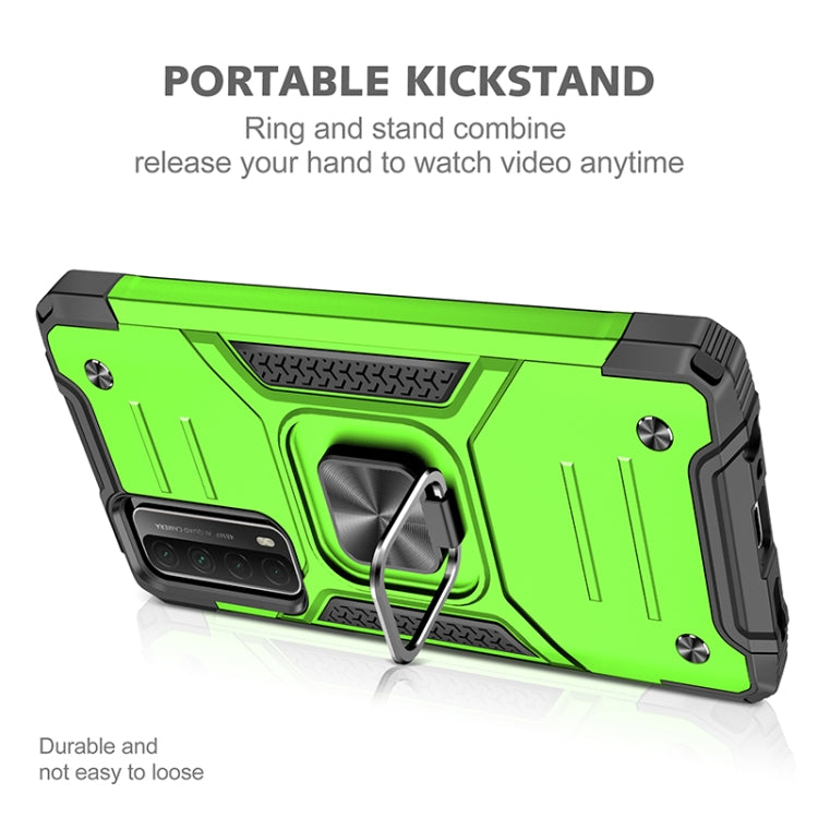 For Huawei P Smart(2021) / Y7a Magnetic Armor Shockproof TPU + PC Case with Metal Ring Holder