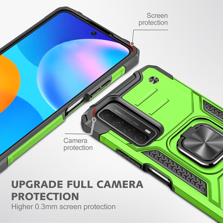 For Huawei P Smart(2021) / Y7a Magnetic Armor Shockproof TPU + PC Case with Metal Ring Holder