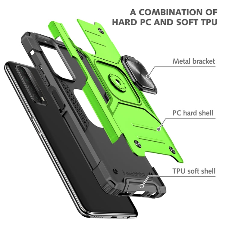 For Huawei P Smart(2021) / Y7a Magnetic Armor Shockproof TPU + PC Case with Metal Ring Holder