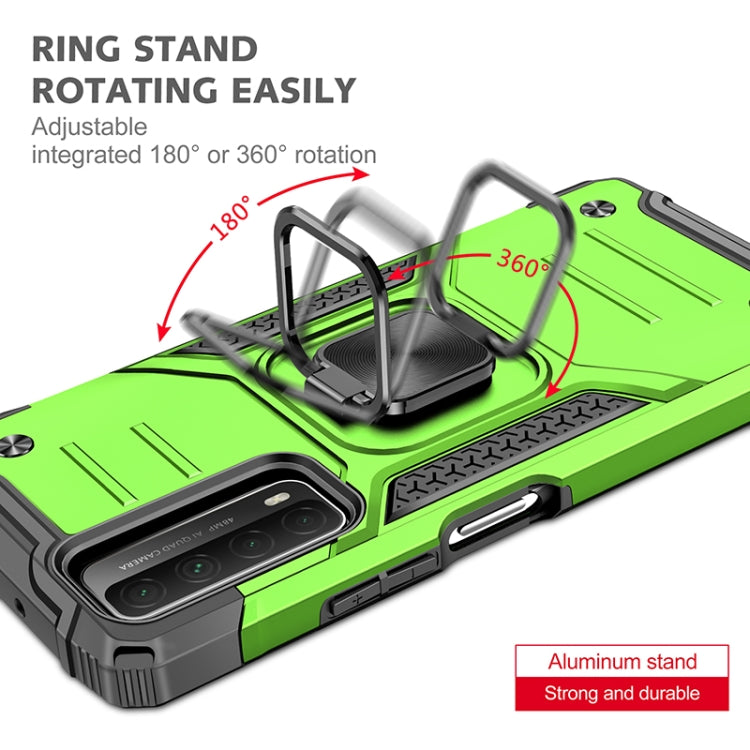 For Huawei P Smart(2021) / Y7a Magnetic Armor Shockproof TPU + PC Case with Metal Ring Holder