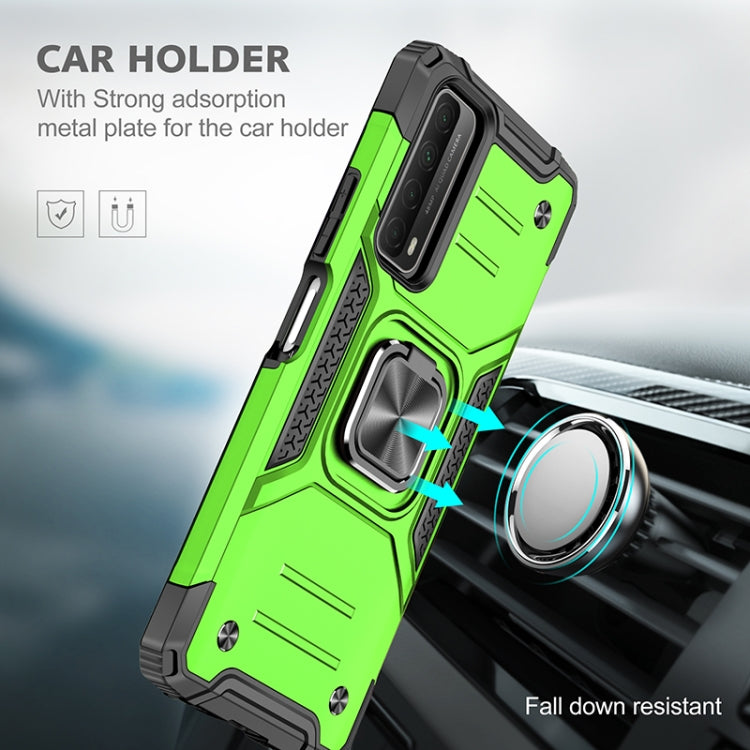 For Huawei P Smart(2021) / Y7a Magnetic Armor Shockproof TPU + PC Case with Metal Ring Holder