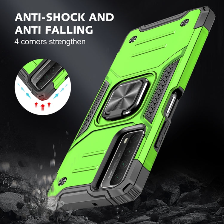 For Huawei P Smart(2021) / Y7a Magnetic Armor Shockproof TPU + PC Case with Metal Ring Holder