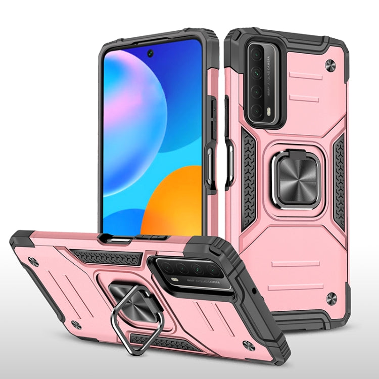 For Huawei P Smart(2021) / Y7a Magnetic Armor Shockproof TPU + PC Case with Metal Ring Holder