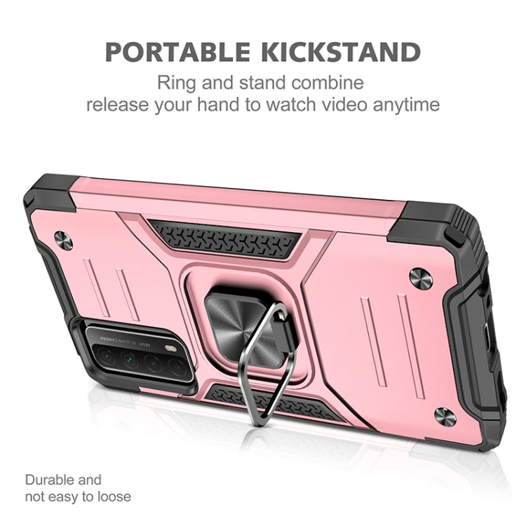 For Huawei P Smart(2021) / Y7a Magnetic Armor Shockproof TPU + PC Case with Metal Ring Holder