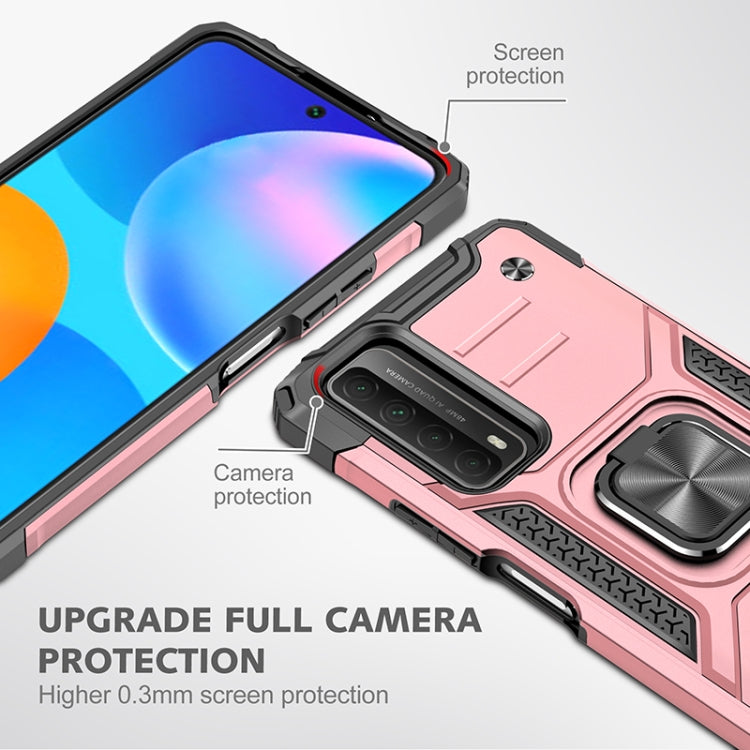 For Huawei P Smart(2021) / Y7a Magnetic Armor Shockproof TPU + PC Case with Metal Ring Holder