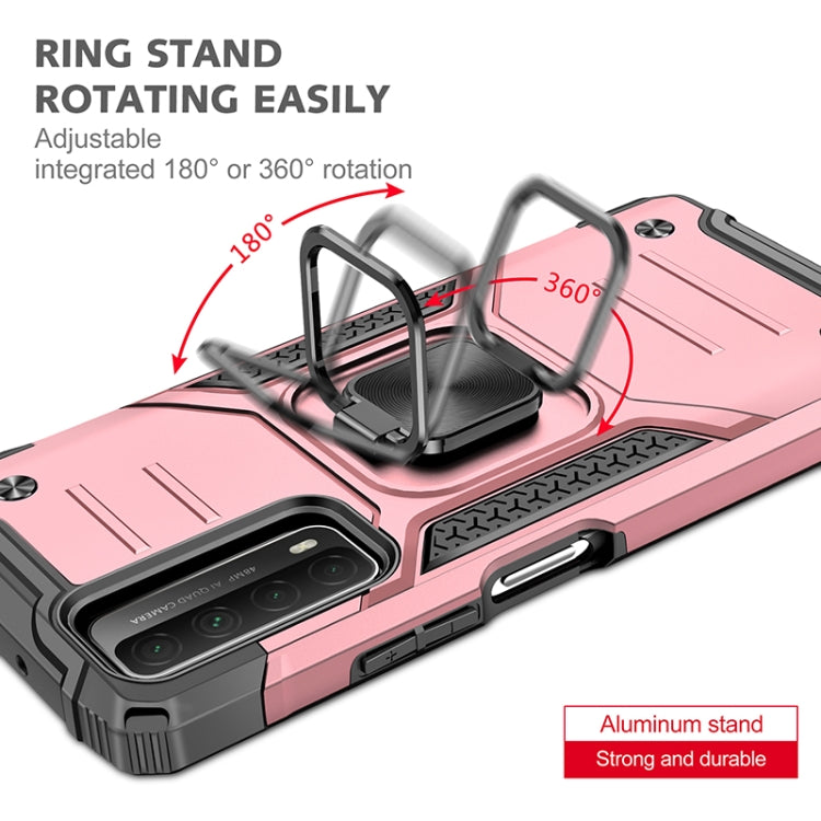 For Huawei P Smart(2021) / Y7a Magnetic Armor Shockproof TPU + PC Case with Metal Ring Holder