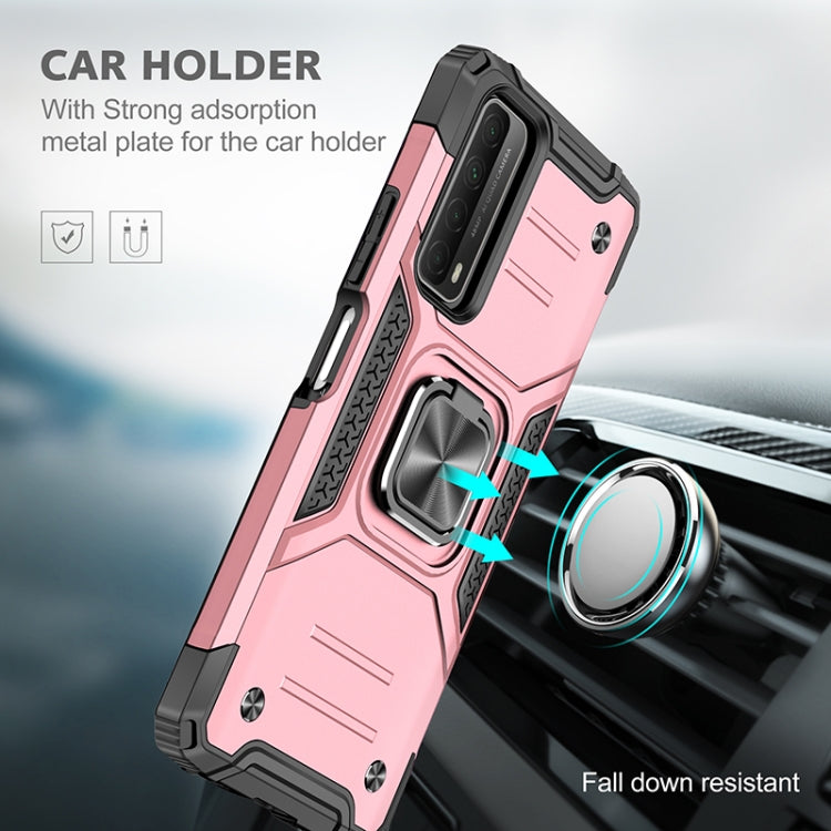 For Huawei P Smart(2021) / Y7a Magnetic Armor Shockproof TPU + PC Case with Metal Ring Holder