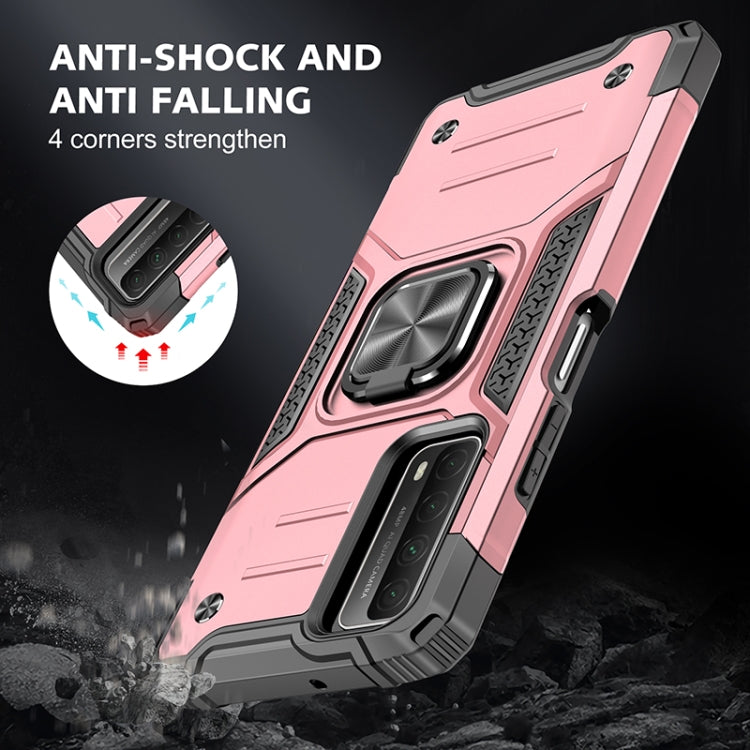 For Huawei P Smart(2021) / Y7a Magnetic Armor Shockproof TPU + PC Case with Metal Ring Holder