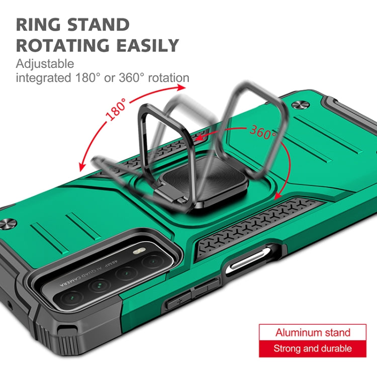 For Huawei P Smart(2021) / Y7a Magnetic Armor Shockproof TPU + PC Case with Metal Ring Holder