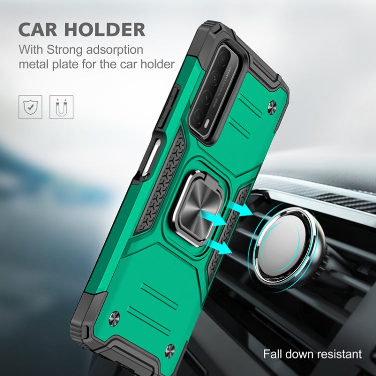 For Huawei P Smart(2021) / Y7a Magnetic Armor Shockproof TPU + PC Case with Metal Ring Holder
