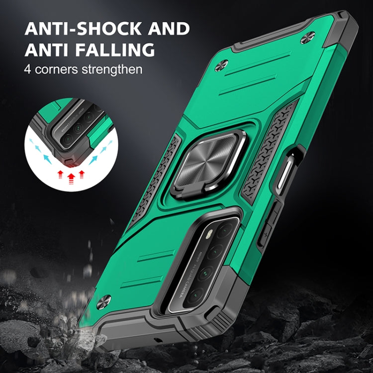 For Huawei P Smart(2021) / Y7a Magnetic Armor Shockproof TPU + PC Case with Metal Ring Holder
