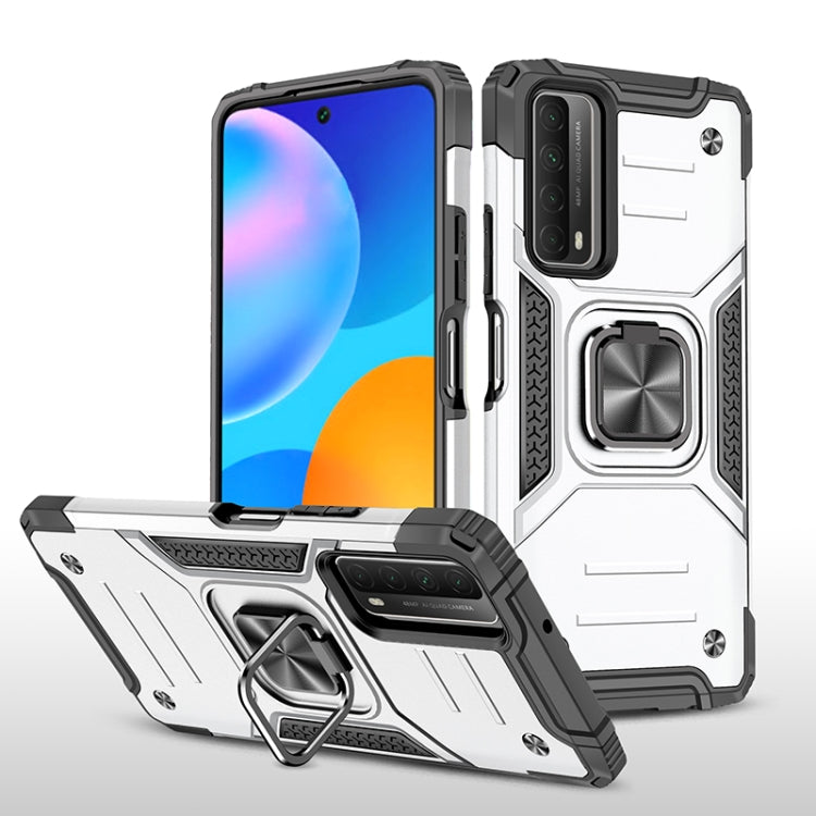 For Huawei P Smart(2021) / Y7a Magnetic Armor Shockproof TPU + PC Case with Metal Ring Holder