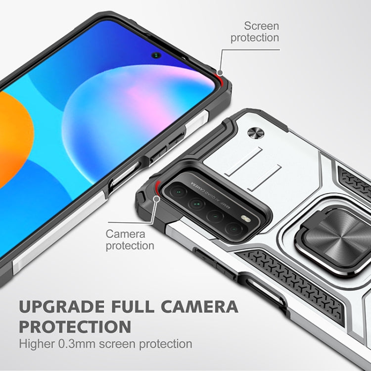 For Huawei P Smart(2021) / Y7a Magnetic Armor Shockproof TPU + PC Case with Metal Ring Holder