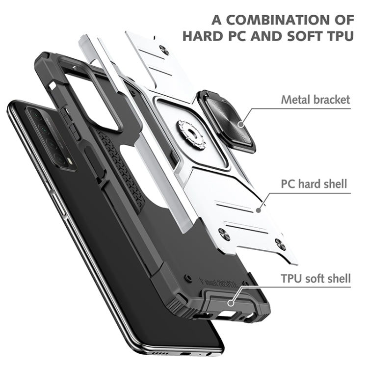For Huawei P Smart(2021) / Y7a Magnetic Armor Shockproof TPU + PC Case with Metal Ring Holder