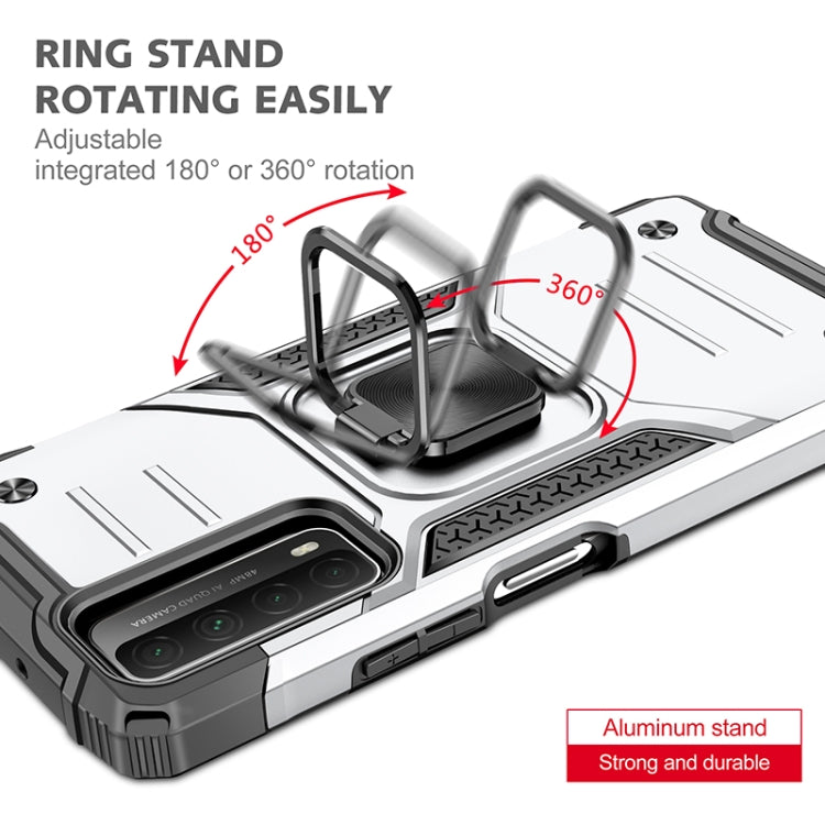 For Huawei P Smart(2021) / Y7a Magnetic Armor Shockproof TPU + PC Case with Metal Ring Holder