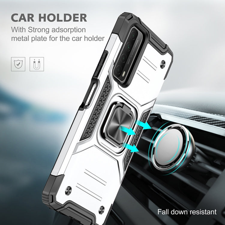 For Huawei P Smart(2021) / Y7a Magnetic Armor Shockproof TPU + PC Case with Metal Ring Holder