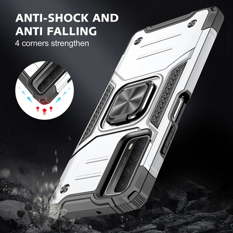 For Huawei P Smart(2021) / Y7a Magnetic Armor Shockproof TPU + PC Case with Metal Ring Holder