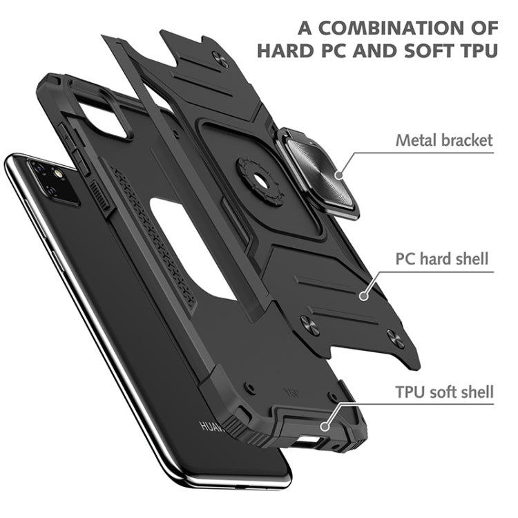 For Huawei Y5p(2020) Magnetic Armor Shockproof TPU + PC Case with Metal Ring Holder