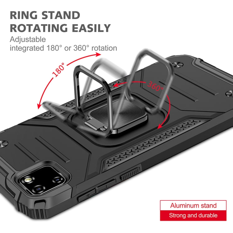 For Huawei Y5p(2020) Magnetic Armor Shockproof TPU + PC Case with Metal Ring Holder