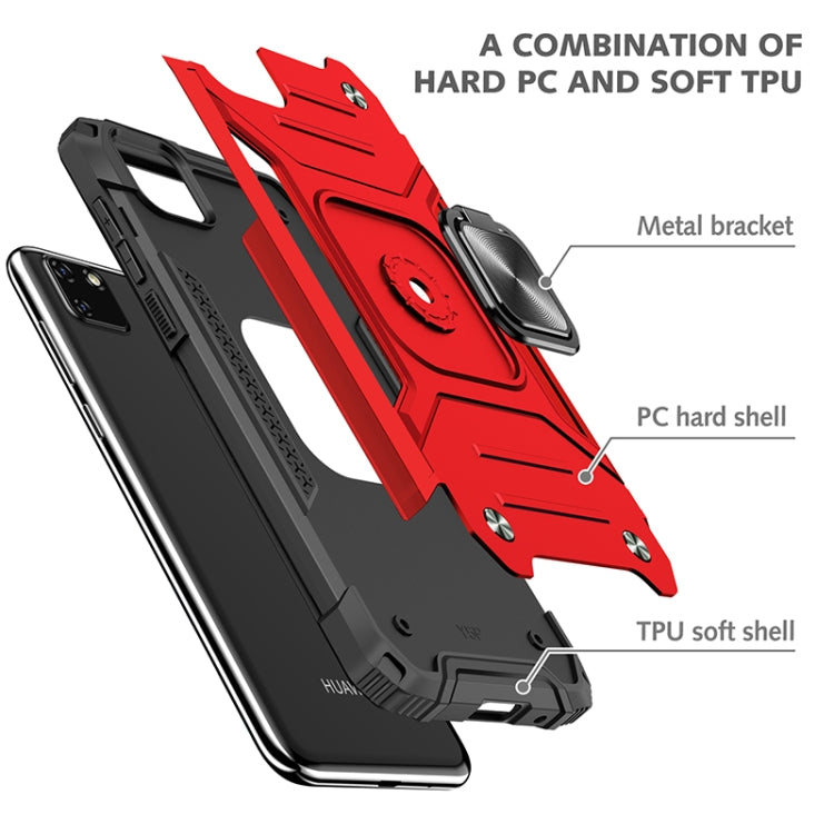 For Huawei Y5p(2020) Magnetic Armor Shockproof TPU + PC Case with Metal Ring Holder