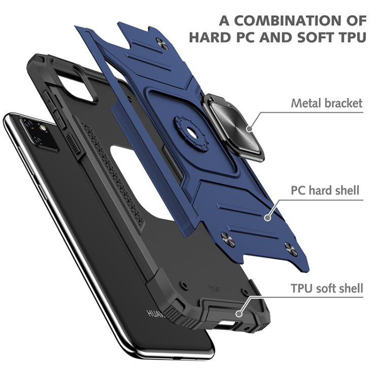 For Huawei Y5p(2020) Magnetic Armor Shockproof TPU + PC Case with Metal Ring Holder