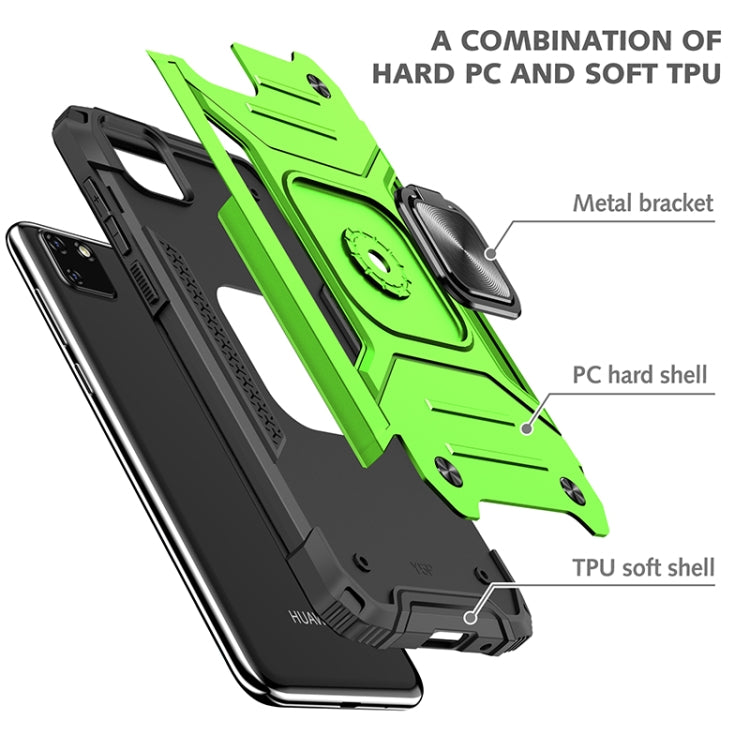 For Huawei Y5p(2020) Magnetic Armor Shockproof TPU + PC Case with Metal Ring Holder