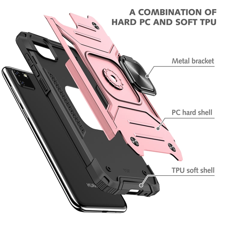 For Huawei Y5p(2020) Magnetic Armor Shockproof TPU + PC Case with Metal Ring Holder