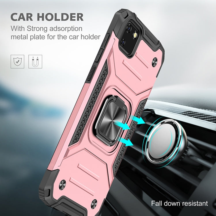 For Huawei Y5p(2020) Magnetic Armor Shockproof TPU + PC Case with Metal Ring Holder