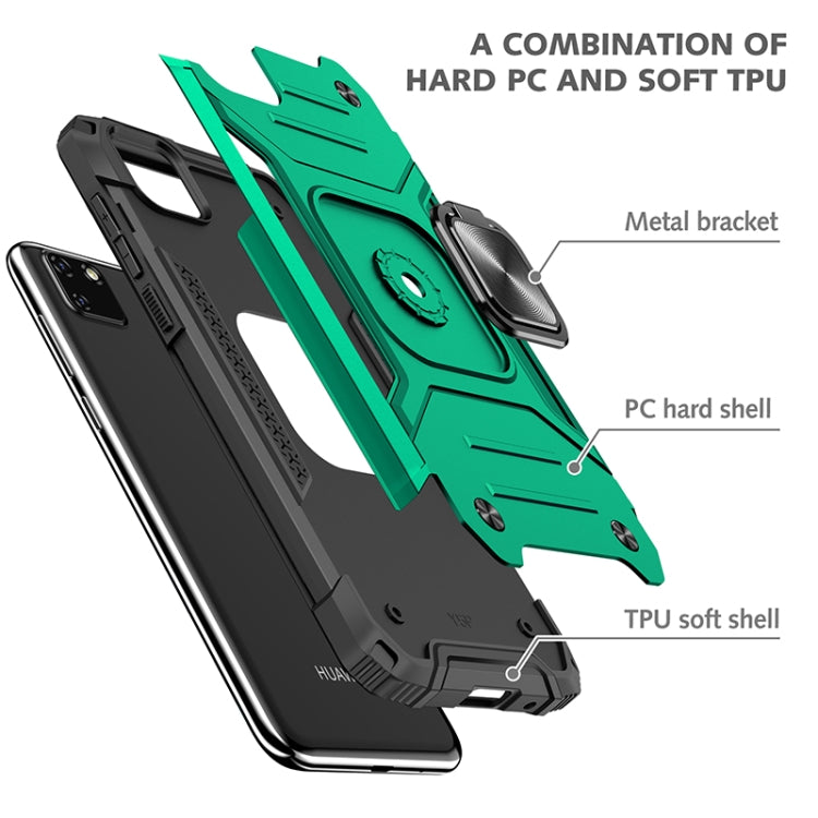For Huawei Y5p(2020) Magnetic Armor Shockproof TPU + PC Case with Metal Ring Holder