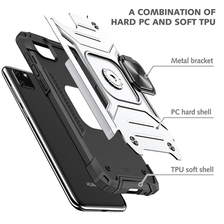 For Huawei Y5p(2020) Magnetic Armor Shockproof TPU + PC Case with Metal Ring Holder