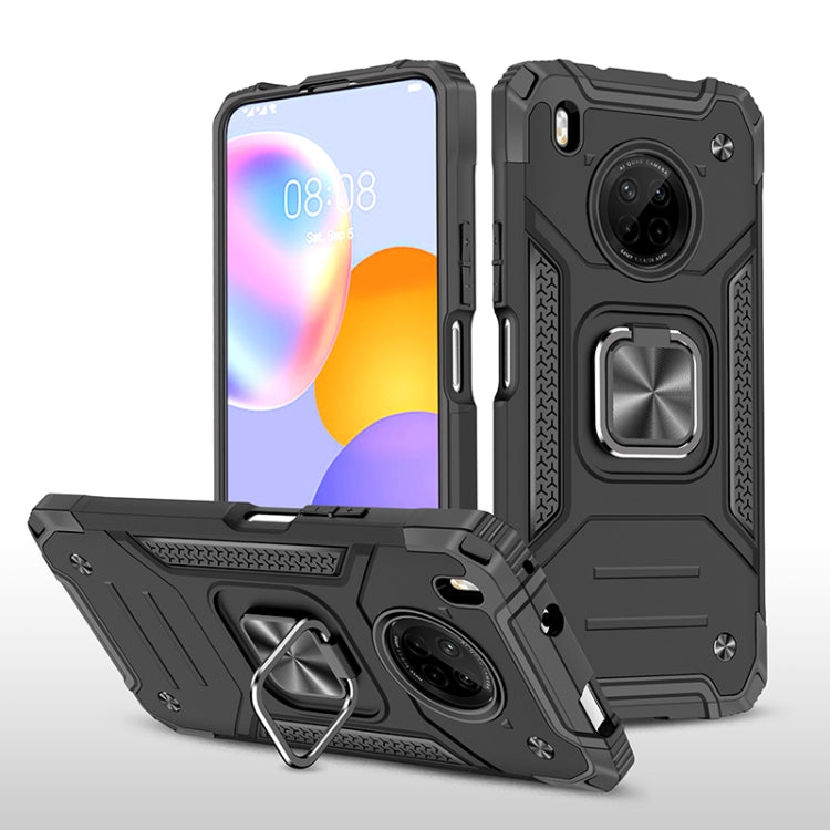 For Huawei Y9a Magnetic Armor Shockproof TPU + PC Case with Metal Ring Holder