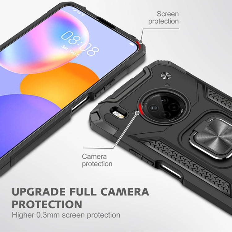For Huawei Y9a Magnetic Armor Shockproof TPU + PC Case with Metal Ring Holder