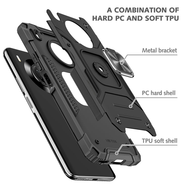 For Huawei Y9a Magnetic Armor Shockproof TPU + PC Case with Metal Ring Holder