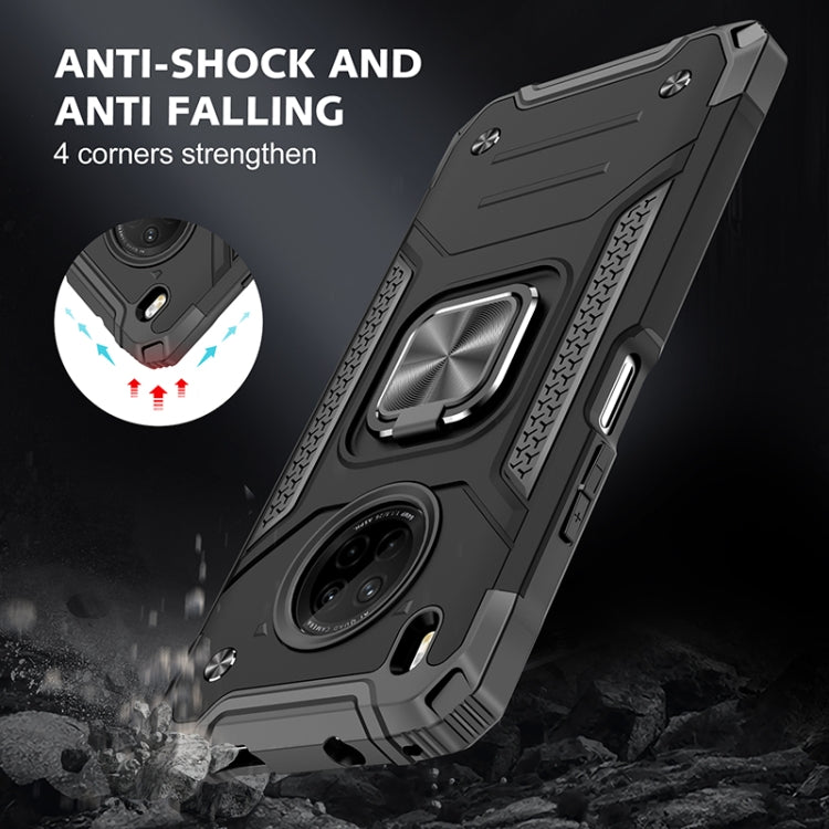 For Huawei Y9a Magnetic Armor Shockproof TPU + PC Case with Metal Ring Holder