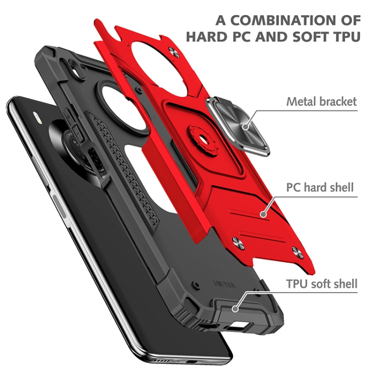 For Huawei Y9a Magnetic Armor Shockproof TPU + PC Case with Metal Ring Holder