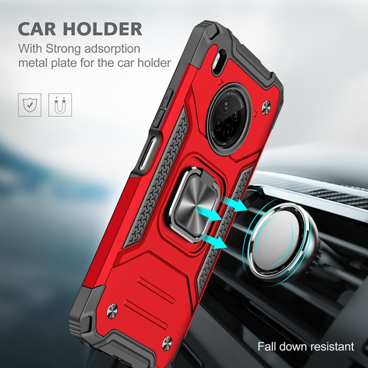 For Huawei Y9a Magnetic Armor Shockproof TPU + PC Case with Metal Ring Holder