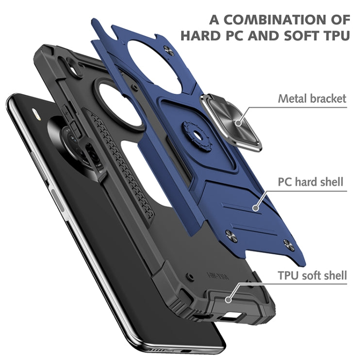 For Huawei Y9a Magnetic Armor Shockproof TPU + PC Case with Metal Ring Holder