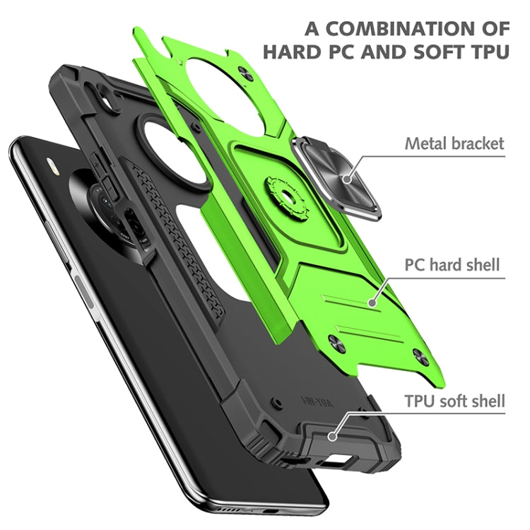 For Huawei Y9a Magnetic Armor Shockproof TPU + PC Case with Metal Ring Holder