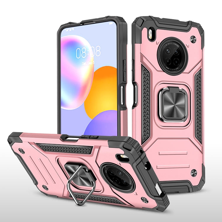 For Huawei Y9a Magnetic Armor Shockproof TPU + PC Case with Metal Ring Holder