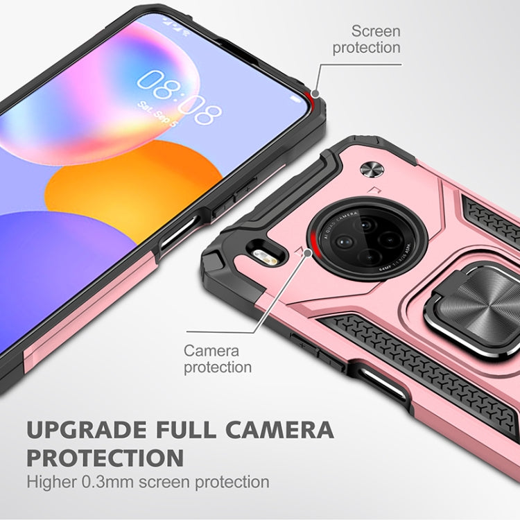 For Huawei Y9a Magnetic Armor Shockproof TPU + PC Case with Metal Ring Holder