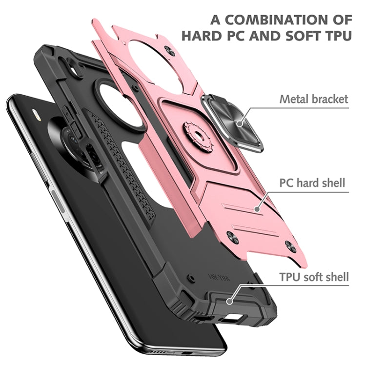For Huawei Y9a Magnetic Armor Shockproof TPU + PC Case with Metal Ring Holder