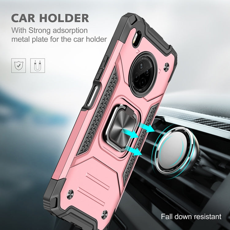 For Huawei Y9a Magnetic Armor Shockproof TPU + PC Case with Metal Ring Holder