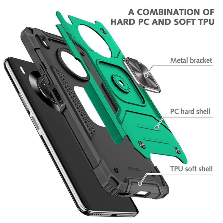 For Huawei Y9a Magnetic Armor Shockproof TPU + PC Case with Metal Ring Holder