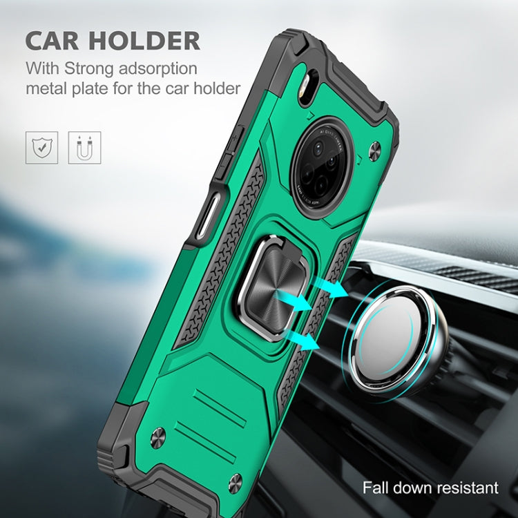 For Huawei Y9a Magnetic Armor Shockproof TPU + PC Case with Metal Ring Holder