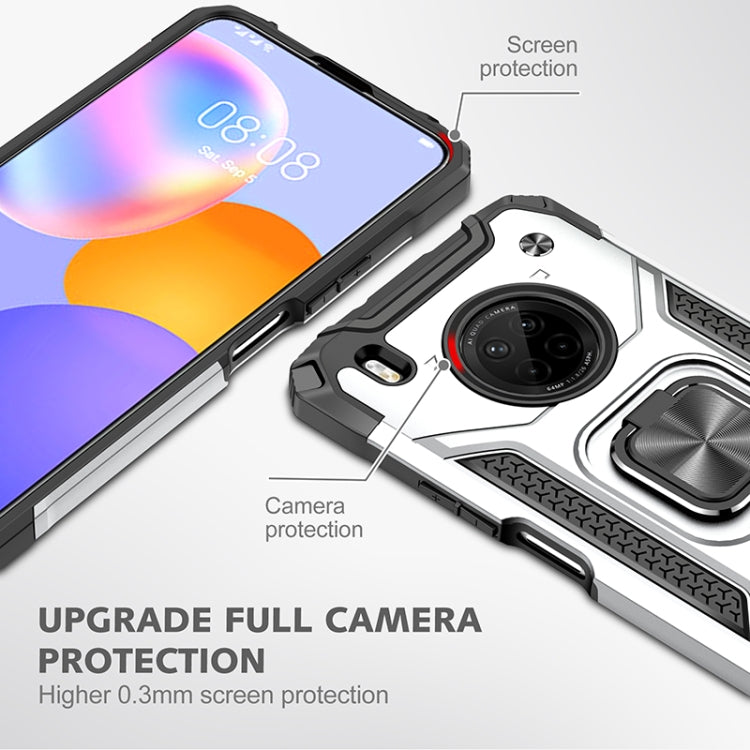 For Huawei Y9a Magnetic Armor Shockproof TPU + PC Case with Metal Ring Holder