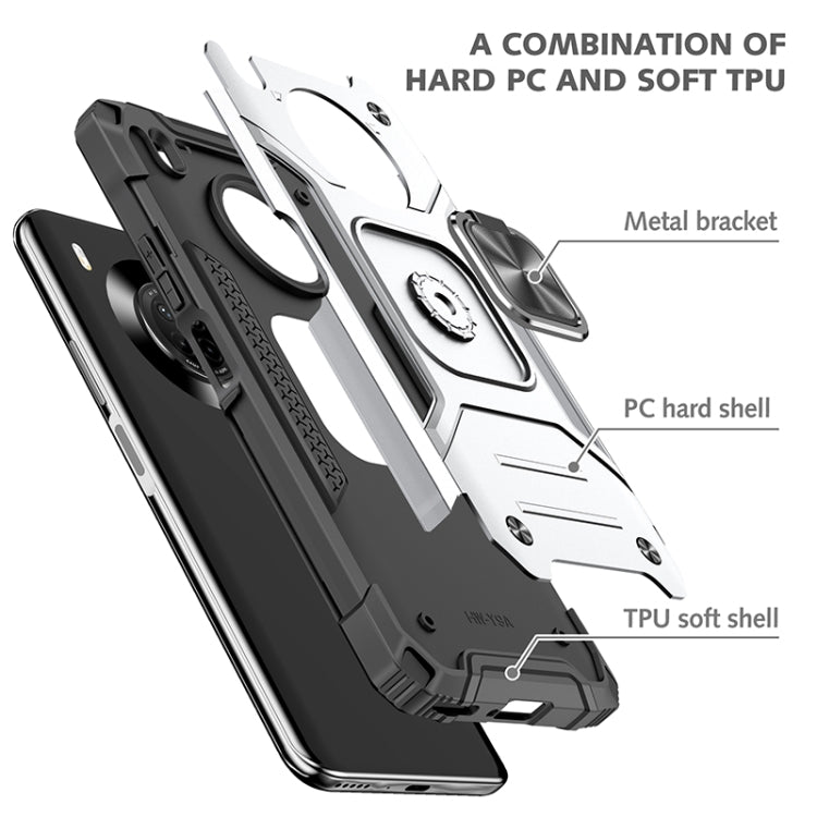 For Huawei Y9a Magnetic Armor Shockproof TPU + PC Case with Metal Ring Holder