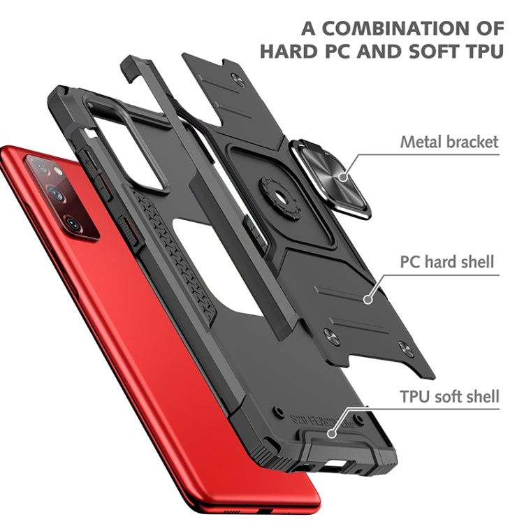For Google Pixel 5 Magnetic Armor Shockproof TPU + PC Case with Metal Ring Holder
