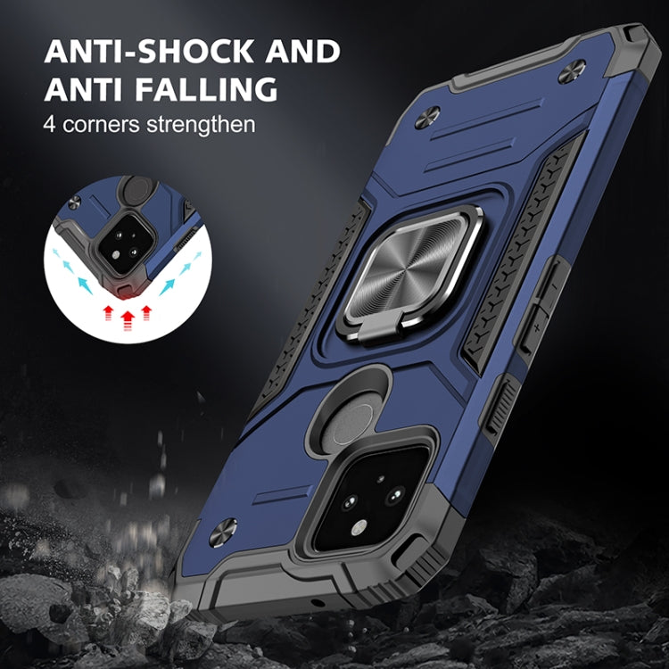 For Google Pixel 5 Magnetic Armor Shockproof TPU + PC Case with Metal Ring Holder