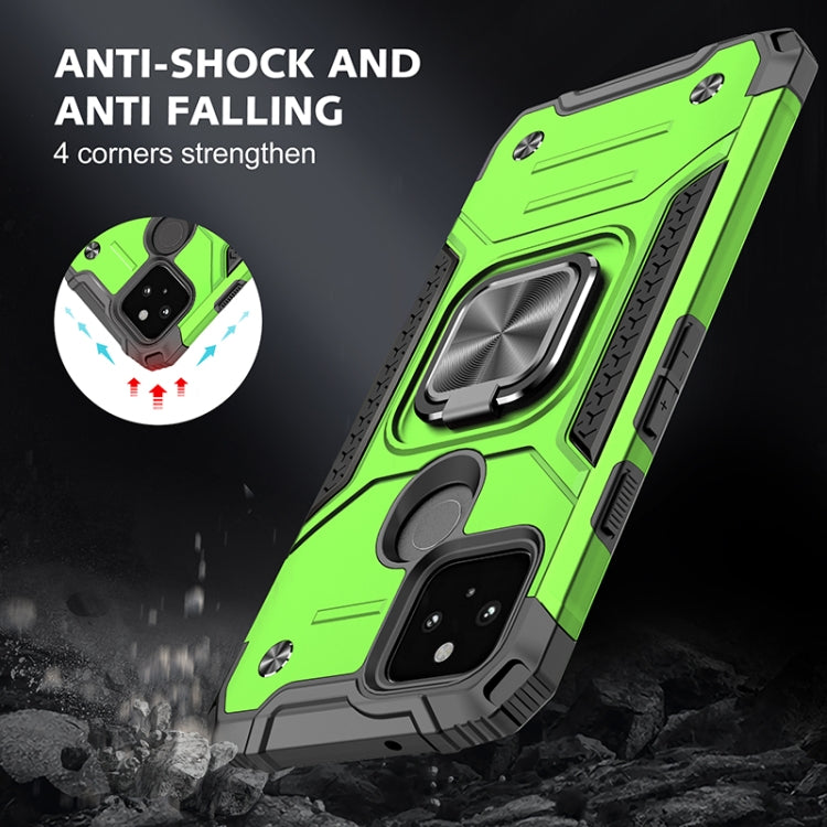 For Google Pixel 5 Magnetic Armor Shockproof TPU + PC Case with Metal Ring Holder